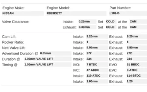L182-B | Low Lift - RB26DETT - Kelford Cams