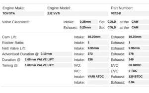 V202-D | 2JZ-GTE VVTi - Kelford Cams