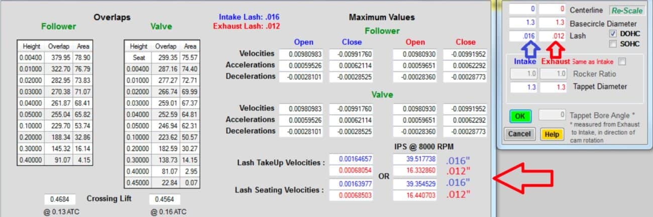 Cam Velocity Numbers - What is valve lash?